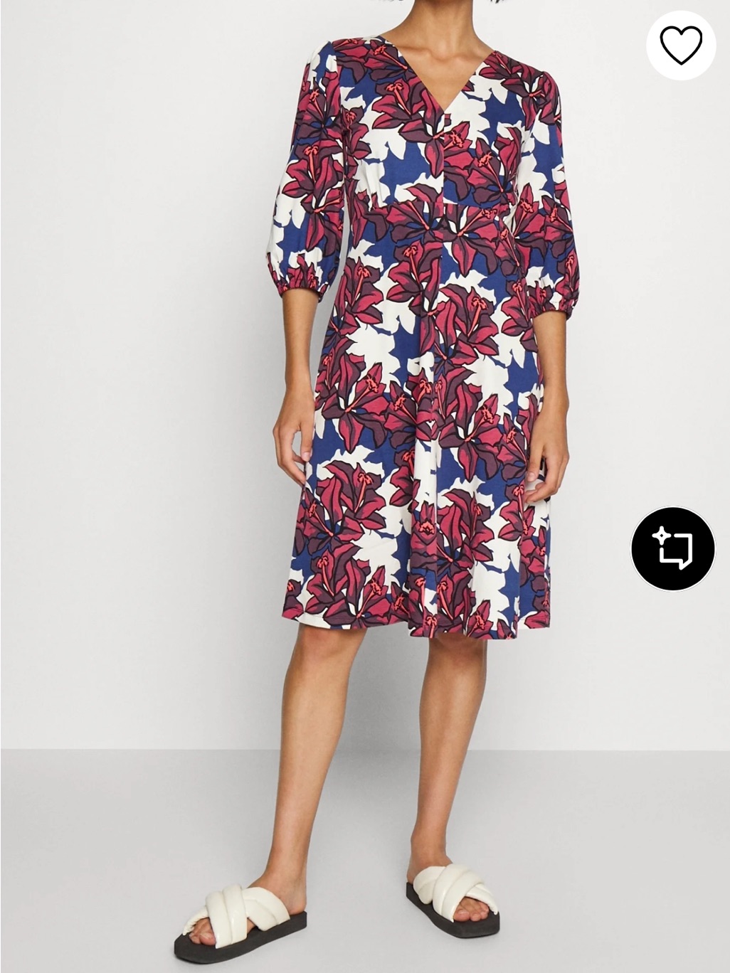 Weekend Max Mara Floral V-Neck Dress | Size Small | Navy Burgundy